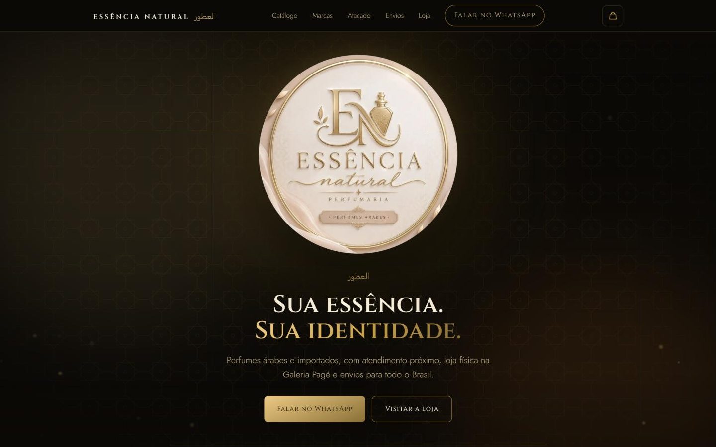 Página inicial do site da Essência Natural no computador.
